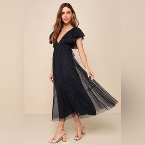 Lulu's Black Midi Dress